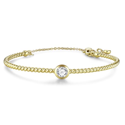 Lyniuoy Plaqué or 9 Carats Câble torsadé Bracelet Femme, Bijoux Femme, Romantique Cadeau Femme-Idées Uniques pour Anniversaire, Fête des Mères,...