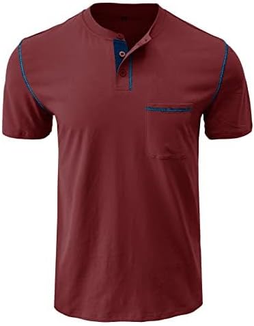 Miniatura 2 de M&F EVENMINE Mens Fashion Casual Front Placket Basic Short Sleeve Henley T-Shirts Button Cotton Pocket Tee