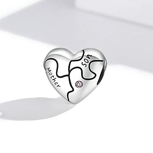 Abalorio de corazón con rompecabezas de amor de plata, regalo ideal para pulsera de mujer 2