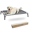 Elevated Dog Bed for Large Dogs, Easy to Assemble Raised Dog Cot with Pet-Friendly Feet, Aluminum Alloy Frame, Breathable Mesh (Light Grey)