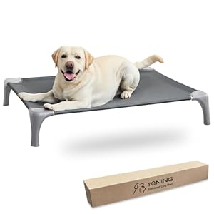 Elevated Dog Bed for Large Dogs, Easy to Assemble Raised Dog Cot with Pet-Friendly Feet, Aluminum Alloy Frame, Breathable Mesh (Light Grey)
