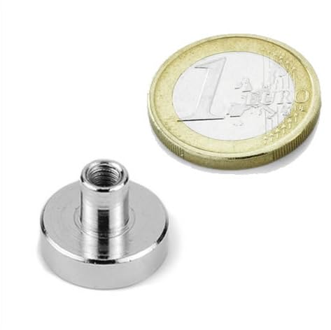 2 x Imán plano Ø 20 mm con rosca interior (M4) de SmCo - sujeta 9 kg - 2 pezzi