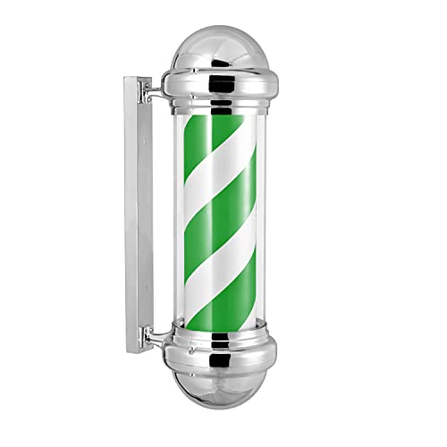 FKHFTI Lámpara de araña moderna de 29.5 pulgadas, barra de peluquería, luz LED giratoria, luz LED para peluquería, letrero de belleza, rojo, blanco y azul, rayas LED, verde