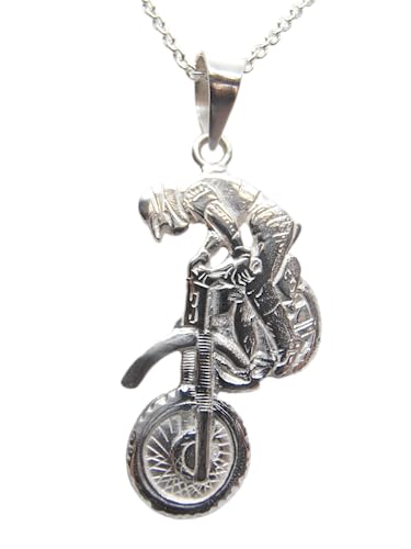 Bewegung Von Cross: Anhänger Und Kettchen aus Silber 925 - Anhänger - Halsnah - Motocross - Pilot - Enduro