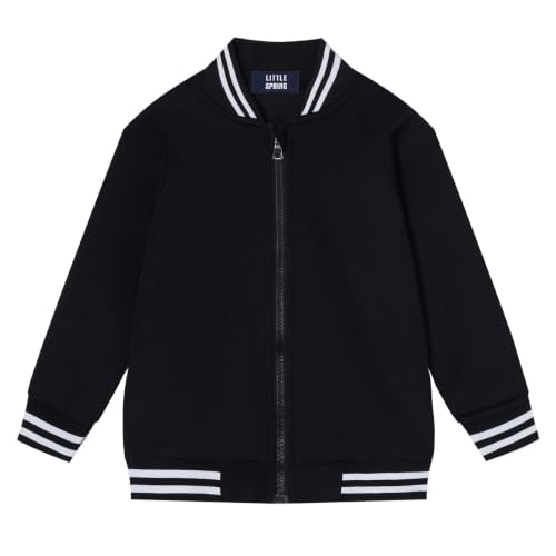 Image of LittleSpring Boys Girls Varsity Baseball Jacket Zip Up Bomber Jacket Thin 2-10Years