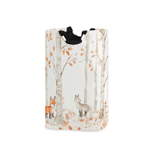 Ttgoth Cute Fox - Cesta de lavandería plegable grande con asas, cesta organizadora de ropa para dormitorio, dormitorio o baño