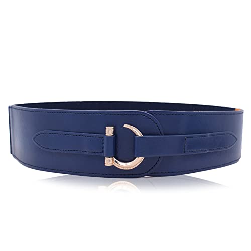 TeeYee Ceintures en cuir Renaissance Ceinture médiévale pour femmes avec boucle à crochet Ceinture élastique large et extensible pour la taille bleu XL