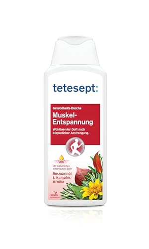 tetesept · Ducha de relajación muscular. Revitaliza y alivia la tensión. Para dolores articulares y cargas deportivas. Fragancia intensa gracias a los ingredientes activos naturales. 1 x 250 ml