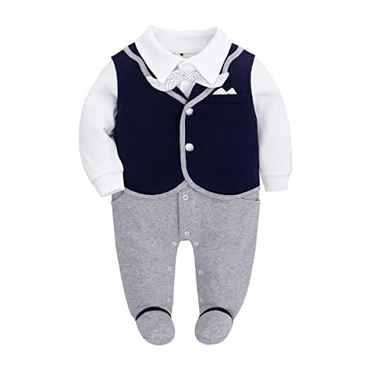 Famuka Baby pojke smoking nyfödda dräkt dop bröllop baby kläder (Blå, 6-9 månader)
