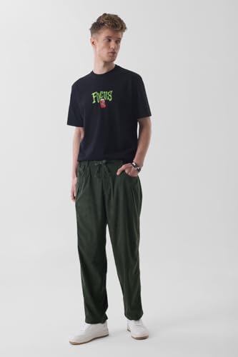 Image of SNITCH Men Cargo Pants | Relaxed Fit with Drawstring Waist & Ribbed Texture | Durable Polyester Fabric for Casual & Streetwear Style