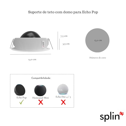 Splin Suporte Stand De Teto de Embutir para Amazon Alexa Speaker Echo POP - Acabamento em Acrílico -