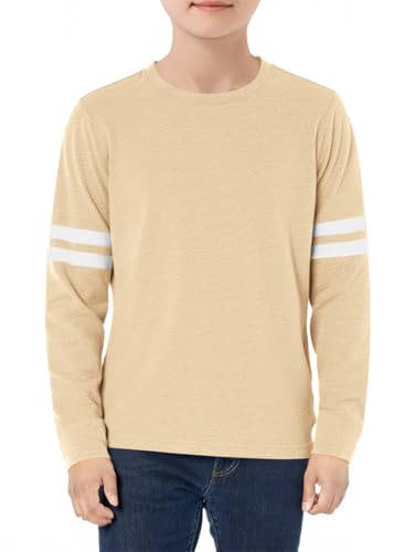 Image of Haloumoning Boys Long Sleeve Shirts Kids Crewneck T Shirts Casual Striped Tops Tees 5-14 Years