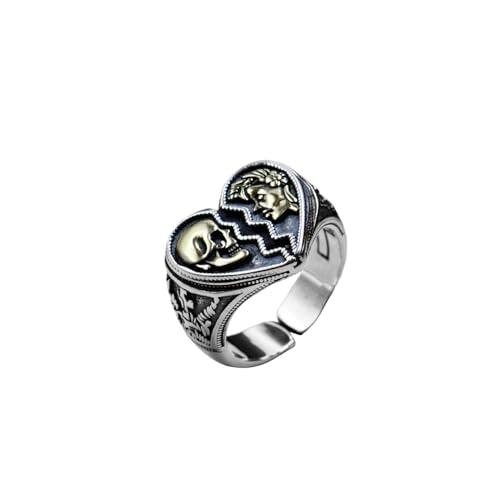 Gothic Skeleton Broken Heart Open Finger Band Ring for Men