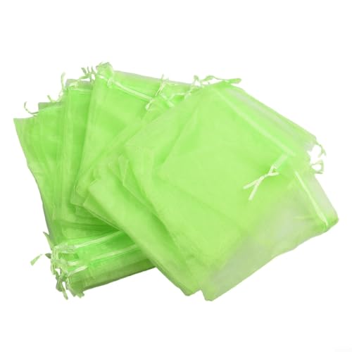 zeroupshop Paquete de 50 bolsas de malla para protección de plantas de jardín con cordón, red de nailon reutilizable para control de plagas, barrera de insectos de organza verde para tomates, uvas,