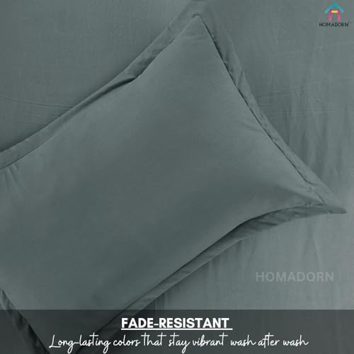 Image of HOMADORN Premium Polycotton Flat Bedsheet for Double Bed with 2 Pillow Covers - Soft, Durable & Wrinkle-Resistant (Smoky Grey)