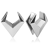 DOEARKO 2PCS Ear Gauges Cool Rhombus Saddle Ear Plugs Body Piercing Tunnels 316 Stainless Steel Hypoallergenic Earrings Plugs for Ears Expander Body Jewelry (Silver, 14mm(9/16'))