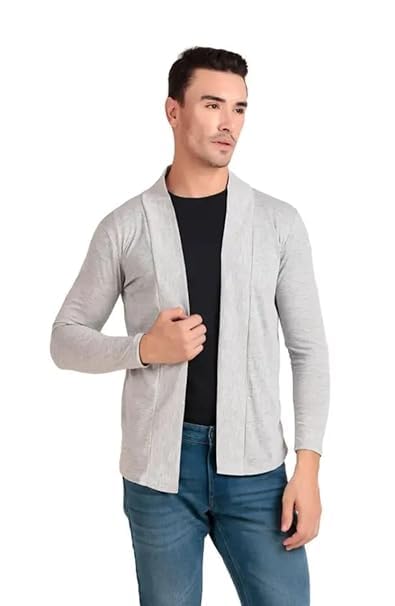 Men’s Cotton Shrug | Open Full Sleeve Shawl Cardigan for Men, Best for Casual Wear (IN, Alpha, L, Light Grey)-image-45