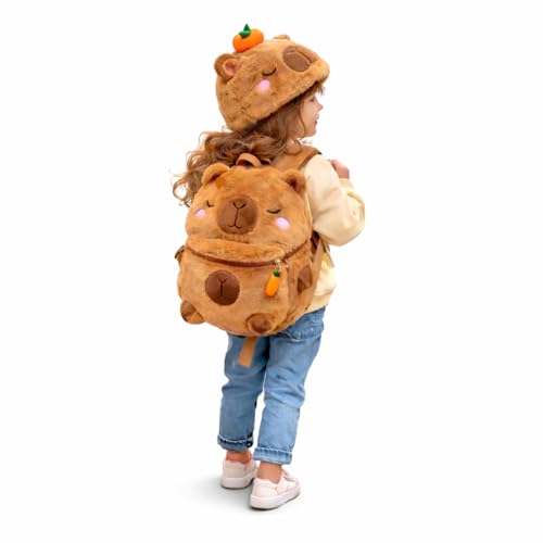 Mochila Capivara Infantil Pelúcia Leve Fofa para Crianças