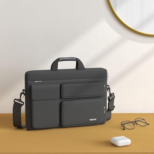 Image of MOSISO Laptop Shoulder Messenger Bag Compatible with MacBook Pro 16 inch 2021 2022 A2485 /2019-2020 A2141,15-15.6 inch Notebook with 2 Raised&1 Flapover&1 Horizontal Pocket&Handle&Belt, Slate Gray