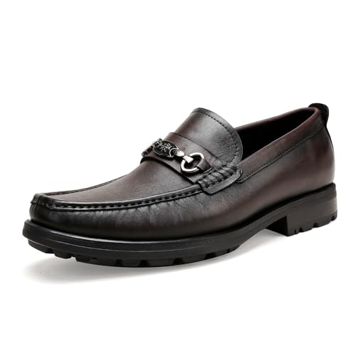 Image of Formal Dress Shoes for Men, Premium Buckle Moc-Toe Business Shoes Casual Slip-on Penny Loafer
