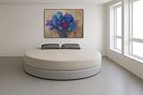 Ponti Divani - Letto Rotondo Modello Sandy - Materasso in Memory Foam Sfoderabile - Rivestimento in Ecopelle o Tessuto - Garanzia Made in Italy (Ecopelle, Grigio chiaro)