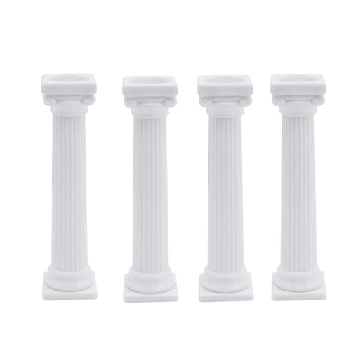 4PCS Roman Column Cake Tiered Stand White Plastic Cake Supports Rods 5inch Cake Tier Separator Pillars Multilayer Cake Decoration Tools for Tiered Cake Construction and Cake Stacking