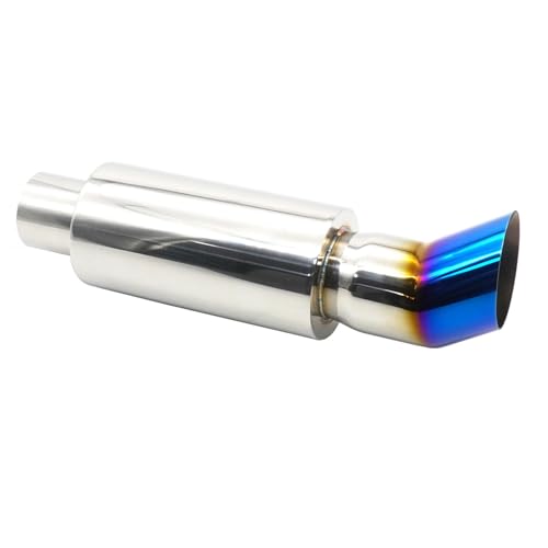 Krtopo Silencieux d'Échappement Voiture 63mm Acier Inoxydable Sortie Echappement Voiture Pot Bruit Echappement Sport Universel Arrière Courbé pour Berlines...