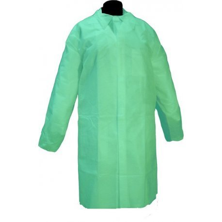 Bata desechable Verde en Polipropileno Talla Única. Caja 50 uds