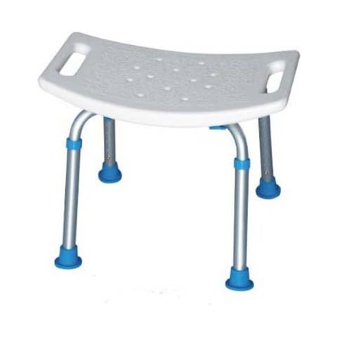 Bath Bench - Aluminum bath bench without back with durable aluminum frame that is corrosion resistant, suction cup tips on all four legs provide extra stability and safety. Seat height adjusts from 13" - 20", seat width 19", seat depth 12". Weight capacity 250lbs. Cover