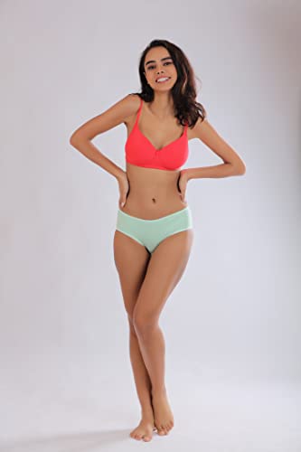 Image of Women's Mid Waist Hipster Panty with Long Lasting Elastane with Super Soft Cotton in Mint Green | ELGANTE VA-JJPM-YGRG