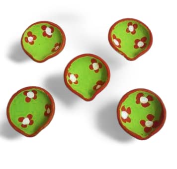 The Good Luck Decorative Clay Mitti Diya/Deepak for Diwali Pooja & Diwali Decoration (6 Pcs) with Free Diya Batti/Cotton Wicks (6 Pcs) (FD-35)