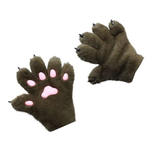EUBUY Faux Fur Plush Furry Cat Claw Gloves, Unisex Cat Paw Gloves Plush Paw, Animal Fox Paws Mittens Halloween Cosplay Costume Accessories for Adult