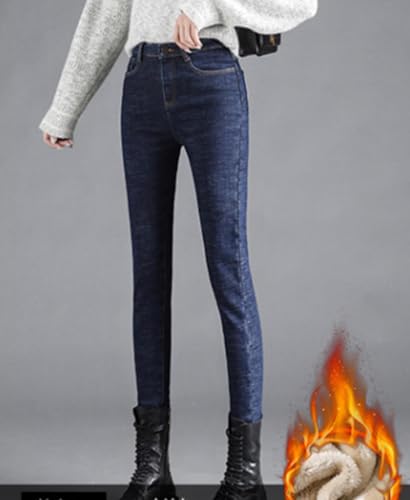 Fleece Lined Jeans Women Thermal Flannel Lined Jeans Skinny Flannel Lined Winter Warm Pants High Waisted Stretch Denim Pants3