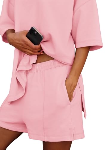 Image of COCCKO Womens Shorts Sets Matching Lounge Two Piece Outfits Summer Cute Casual Vacation Short Sleeve 2 Piece Set