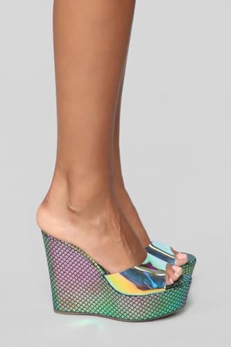 Image of BAMBOO Women's Clear Band Platform Wedge Slide