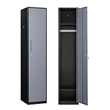 Yizosh Metal Locker with 1 Doors, Tall Steel Storage Lockers for Employees - 71' Locker Storage Cabinets for School, Gym, Home, Office, Garage (Gray Black)