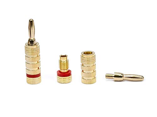 Monoprice Gold Plated Speaker Banana Plugs – 5 Pairs – Closed Screw Type, For Speaker Wire, Home Theater, Wall Plates And More #TOP1