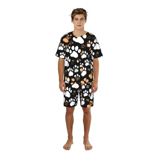 Ensemble de pyjama élégant homme imprimé pattes de chien finitions premium