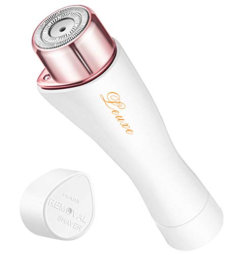 Facial Hair Remover for Women, Leuxe Painless Hair Removal Waterproof Shaver Razor with LED Light for Peach Fuzz Fine Hair Chin Cheek Upper Lip (White)