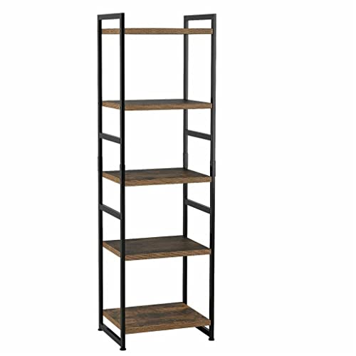 TJLSS Madera+Estante de Metal de 5 Niveles estantería de Almacenamiento de estantería de estanterías Garage de Planta de Planta | Almacenamiento | Oficina