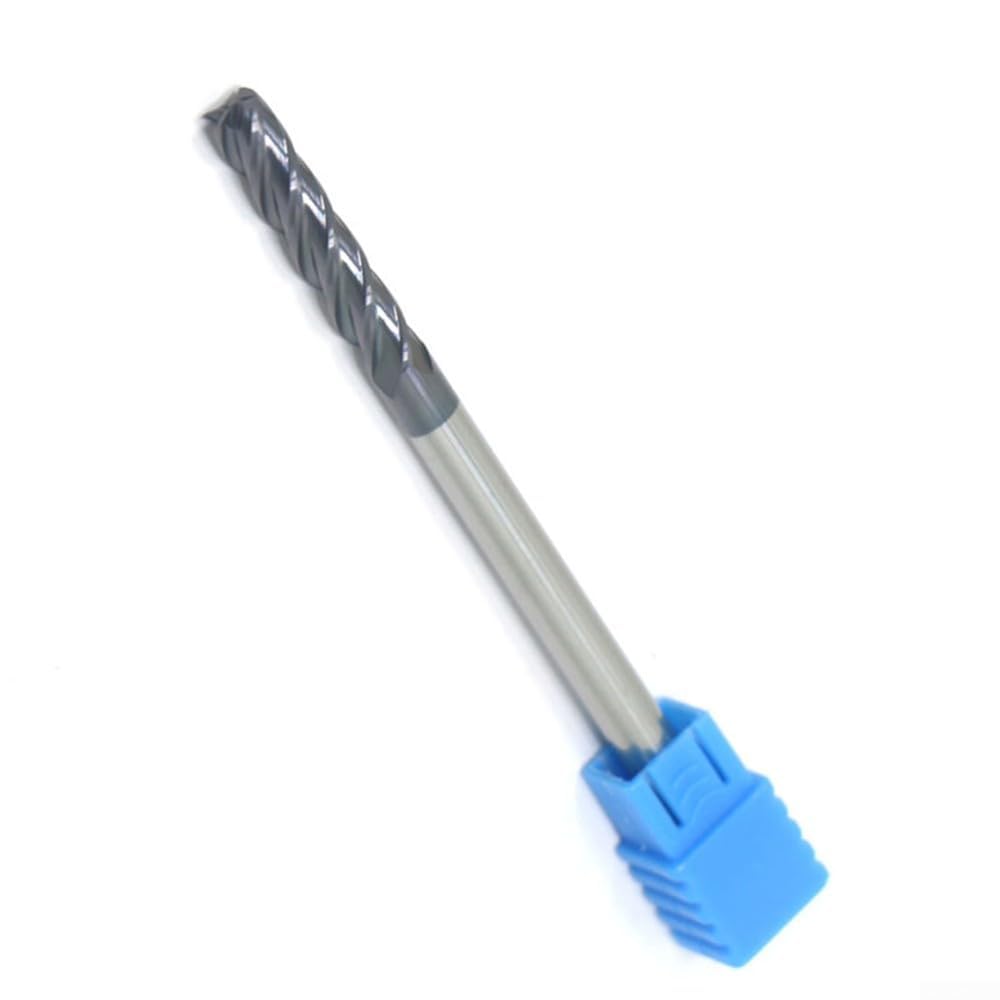 Fraise en carbure 5 mm x 5 mm x 100 mm 4 cannelures CNC avec revêtement bleu pour fraisage de précision et coupe haute dureté jusqu'à HRC50