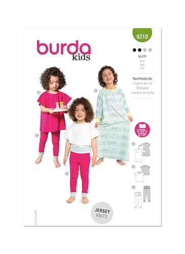 Burda Style X09218BURDA Children's Nightgown, Sleep Shirt, Leggings Sleepwear Sewing Pattern Packet, Design Code B9218, Sizes 4-11 (104-146)