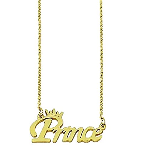 De-Ultimate Golden Color Fancy & Stylish Trending Valentines Day Special Metal Stainless Steel Prince Name Letter Locket Pendant Necklace With Chain For Mens And Boys Gift Jewellery Set