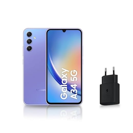 Samsung Galaxy A34 Smartphone Android 5G, 128 Go, Chargeur Secteur Rapide 25W Inclus [Exclusivité Amazon], Smartphone déverrouillé, Lavande, Version FR, Purple