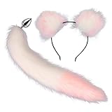 PRETYZOOM Frauen Sexy Butt Plug Ohren Stirnband Set Metall Anal Plug (Pink White) Party Favors