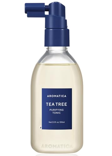 AROMATICA Tea Tree Purifying Tonic, Paraben, Silicone, Sulfate-free | Vegan | Soothing & Cooling Tonic for Your Scalp | Helps Hair Look Healthier and Nourished | Natural Ingredients Only (3.38oz)