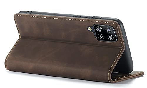 Image of BOUNCEBACK Faux Leather Flip Flap Back Stand Case /Cover For Samsung Galaxy M42 - Coffee Brown, Blue
