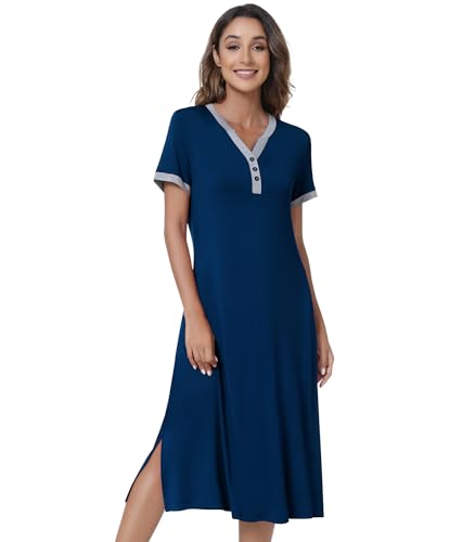 Image of NACHILA Bamboo Viscose Nightgowns for Women Cooling Night Gown with Pockets