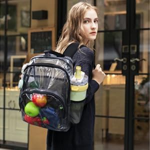 Clear Backpack, Clear Bag Stadium Large See Through Bookbag Heavy Duty PVC Transparent Backpacks for School - Image 7