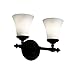 Justice Design Group Fusion 2-Light Bath Bar - Matte Black Finish with Opal Artisan Glass Shade